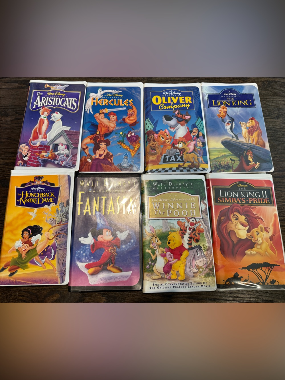 Disney Masterpiece VHS Movies Lion King Fantasia Aristocat Hercules Lot of 8